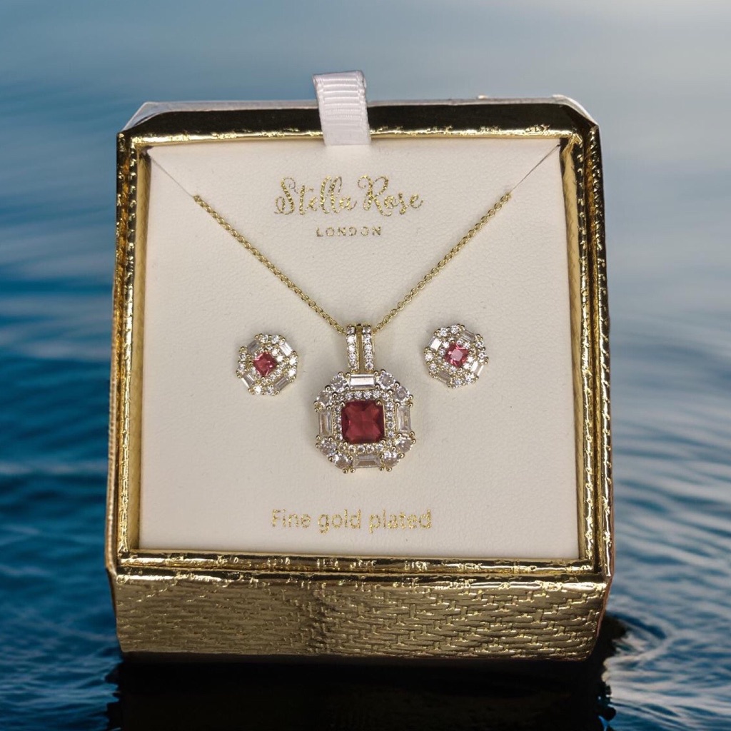 Stella Rose Gold Plated Necklace And Earring Set